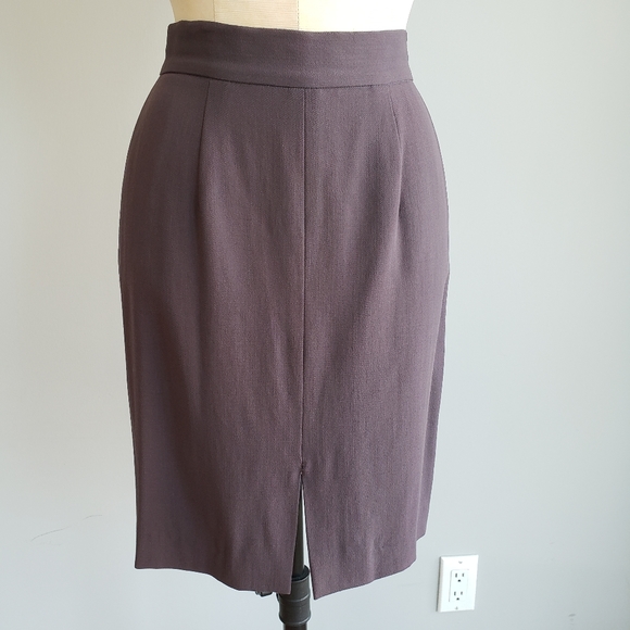Holt Renfrew Wool Purple Pencil Skirt - Picture 1 of 7